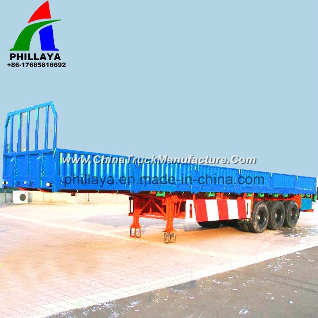 Top Side Wall Detachable Flatbed Box Trailer for Cargo Transport