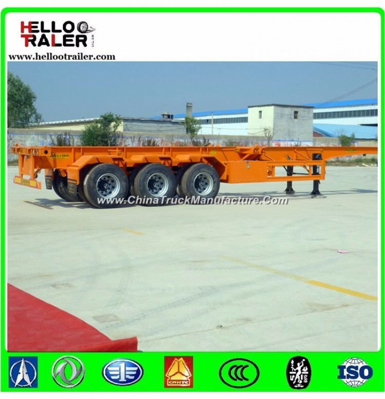 20FT 40FT 3 Axle Skeletal Container Truck Semi Trailer