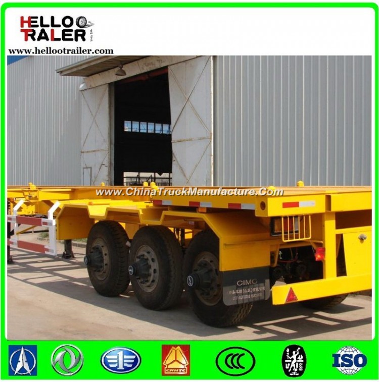 Steel Material 60ton 3 Axle 40FT Container Skeletal Semi Trailer with Container Locks
