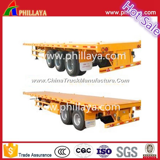 Tri-Axles Semi Platform Container Truck Trailer with Stakes