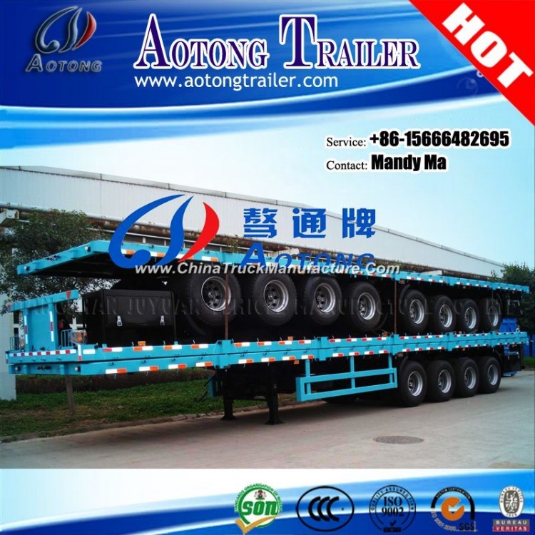 4 Axles 53ft Container Transport Flatbed Semi Truck Trailer