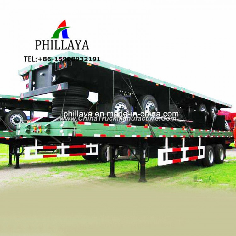 20FT 40FT Container Transport Truck Semi Flat Bed Trailer