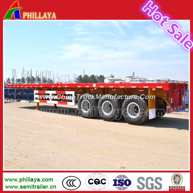 40 Foot Tripple Axle Flat Bed Container Truck Semi Trailer for Transport 20′ and 40′ Con