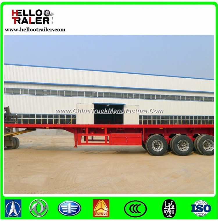 Three Axle 12r22.5 Tire 60t 20 Feet Flat Bed Semi Shipping Container Trailer