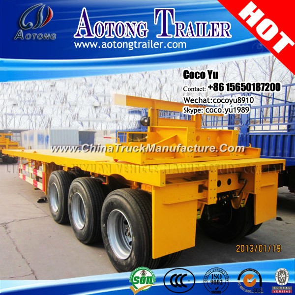 Tri Axles Flatbed 40ft Shipping Container Carrier Trailer Truck