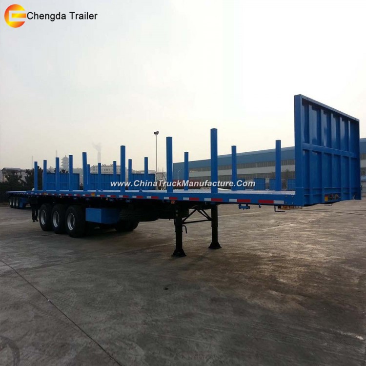 Flatbed Container Trailer with Optional Bar for Wood Log Transport