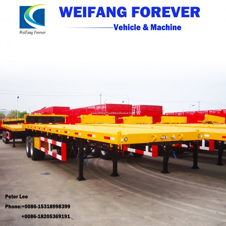 Hot Sale 40FT Container 3 Axles Flat Bed Semi Trailer