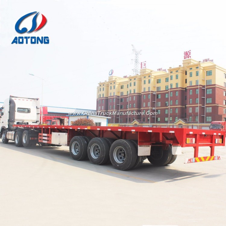 Aotong 2/3axle 40FT Flat Bed Container Semi Trailers