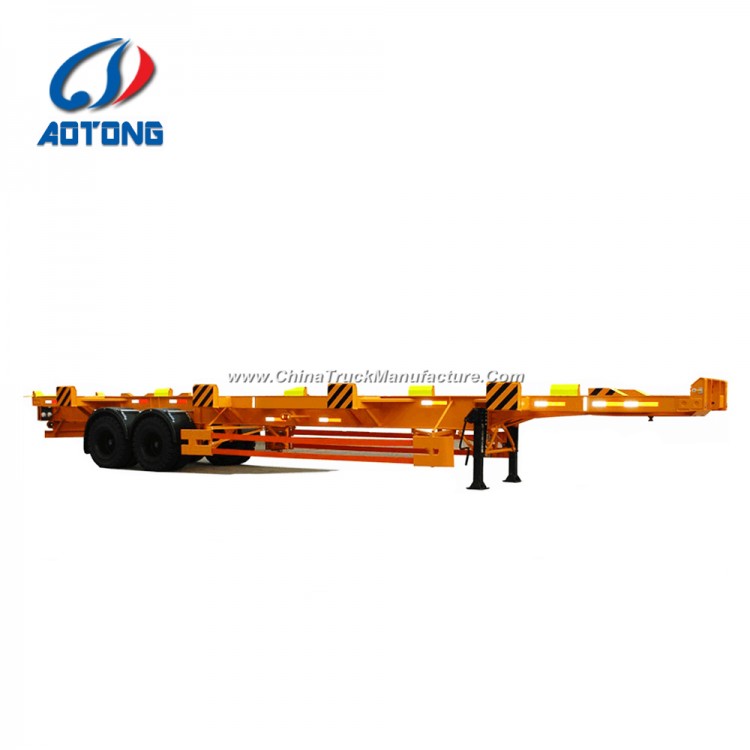 Aotong Brand Heavy Duty 2 Axle Skeleton Container Trailer