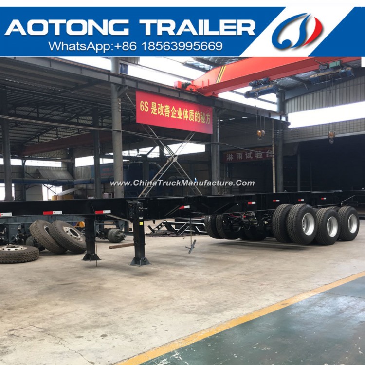 40FT Air Suspension Container Transport Skeletal Semi Trailer with Front Lift Axle