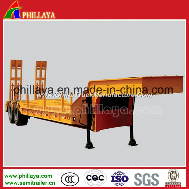 2 Axles Gooseneck Low Bed Lowbed Stainless Steel Semi Trailer Air Suspension