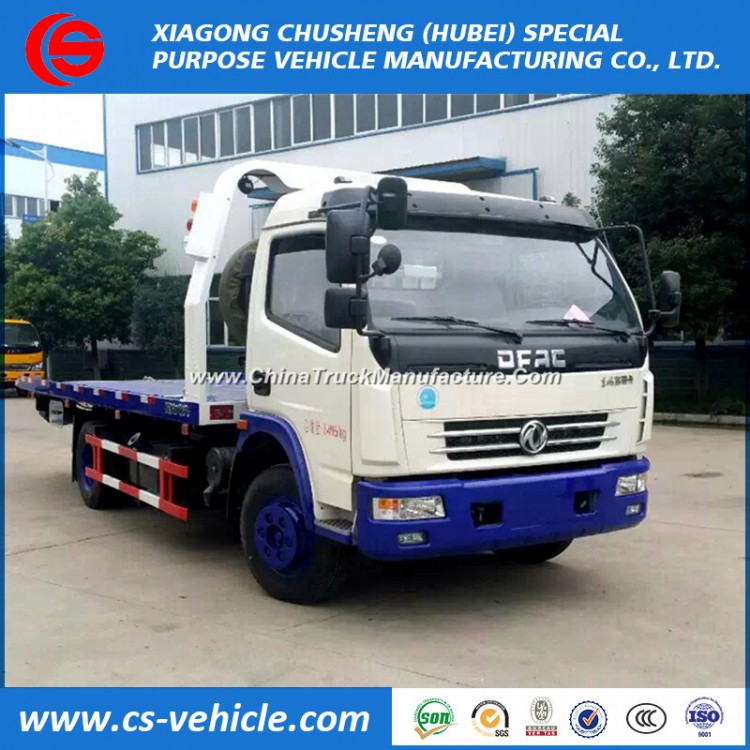 China Manufacturer Small Dongfeng 6-Wheel 3 Ton 4t Flatbed Tow Truck for Sale