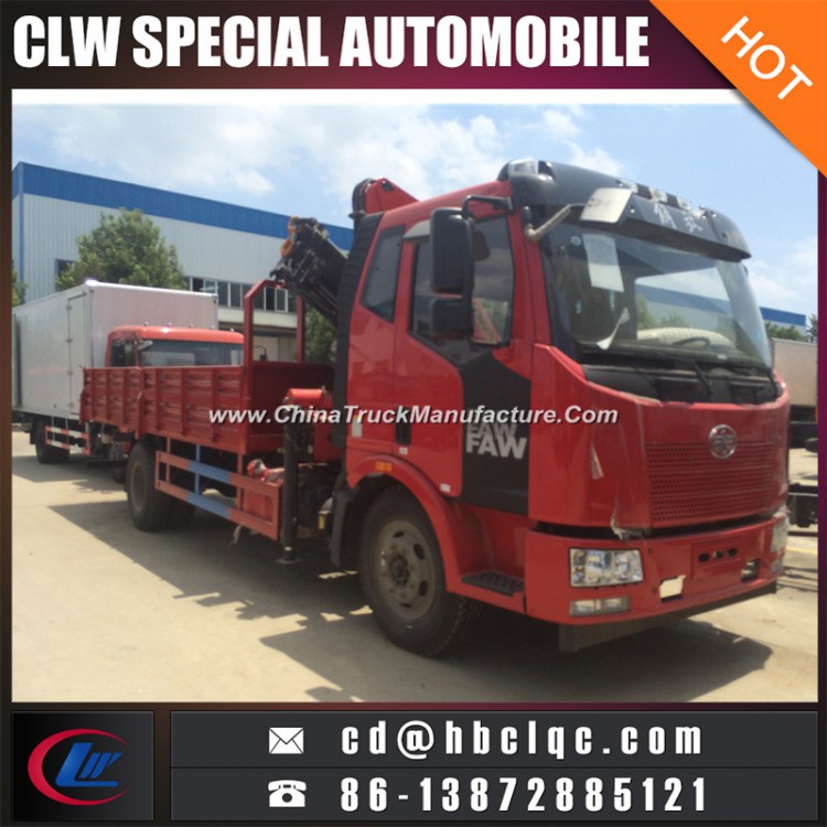 China FAW 5-10ton Lorry Truck Mounted Knuckle Crane Truck