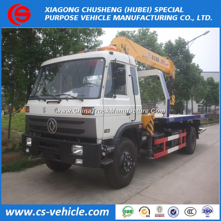 6 Wheel Dongfeng Road Rescue Crane Tow Flatbed Truck