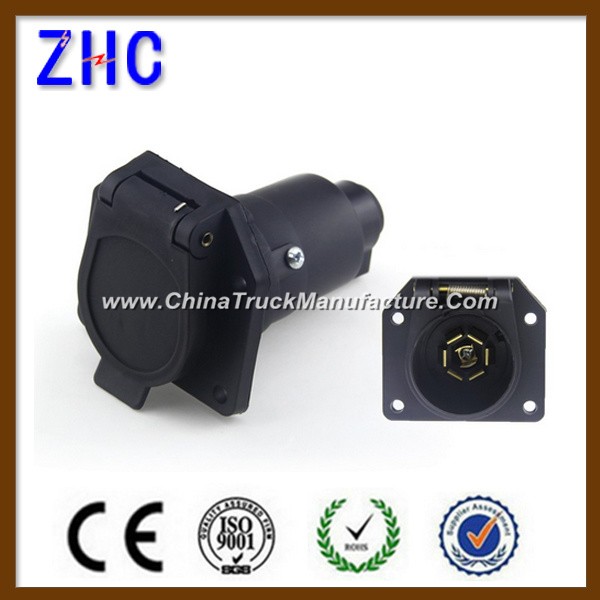 Trailer Parts 7-Way Blade Round Plastic Vehicle Trailer and Connector