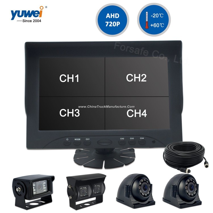 Harvesters Parts Ahd 9" Quad View Rearview Camera for Freight Hgvs, Municipal, Garbage Truck, T