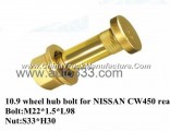 10.9 wheel hub bolt for truck NISSAN CW450 rear