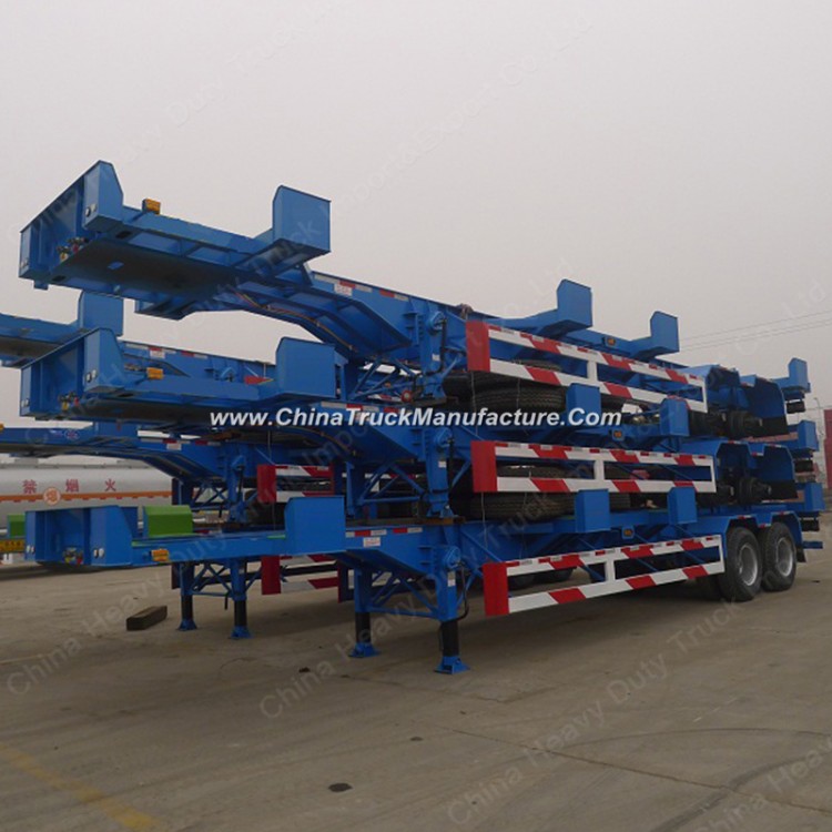 3 Axles Skeleton Semi Trailer Low Bed Container Trailer for Sale
