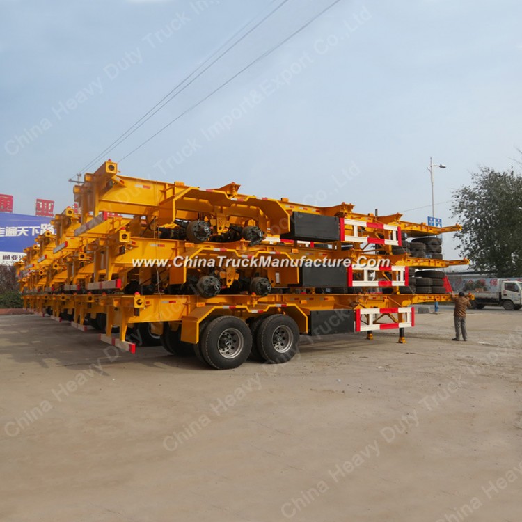China Manufacture HOWO Trailer Price 2 Axle 3 Axle 20FT 40FT Skeletal Container Trailer