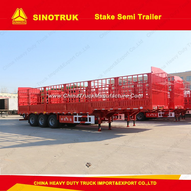 Durable Chinese Tri-Axle 60 Tons Stake Semi Trailer