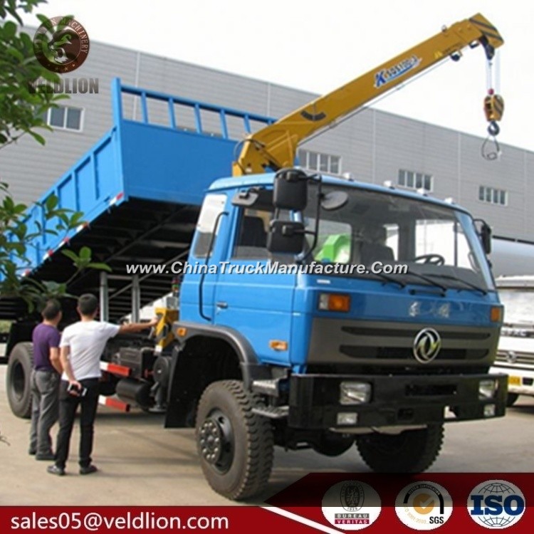 Dongfeng 6 Ton Self-Propelled Boom Lifts Dump Truck with Crane for Sale