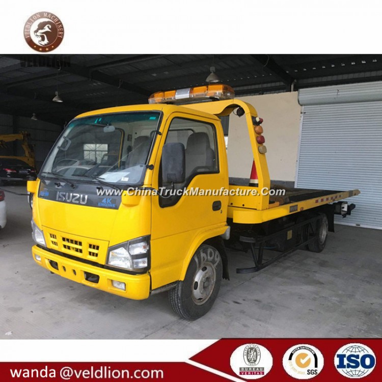 Isuzu 600p 3000kg 4000kg Full Landing Flatbed One Pull One Road Towing Wrecker Truck