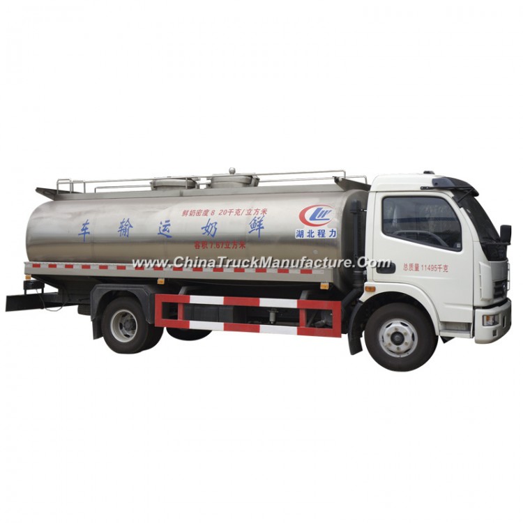 Factory Supply Dongfeng 4X2 8cbm Stainless Steel Milk Tank Truck