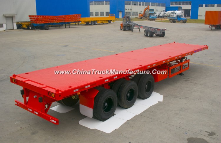 3 Axles Flatbed Semi Trailer with Container Lock