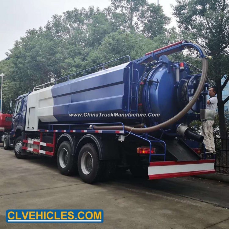 Clw 10wheels 6*4 14000L Sewage Tank and 5000L Water Tank Combined Sewage Jet Vacuum cleaning Truck
