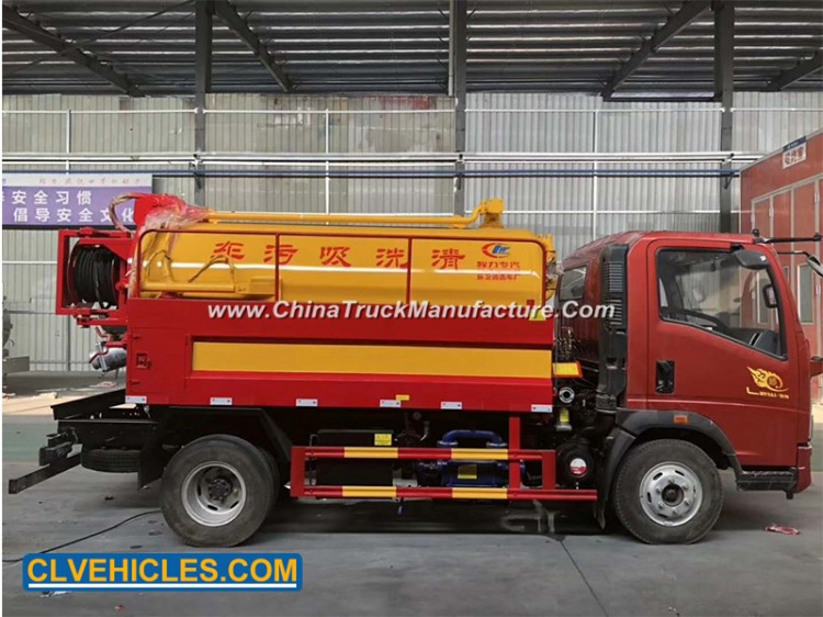 HOWO Cheaper Price Road Jetter Sewage Suction Vacuum Truck Combined with Sewer Jetting Truck
