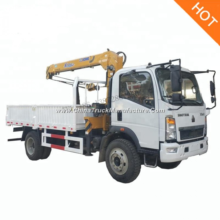 HOWO Light Right Hand Drive 4X2 Dump Truck with Crane