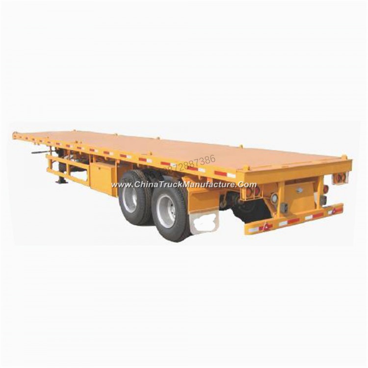 2 Axles 30tons Container 20FT Flat Bed Trailer Dimensions
