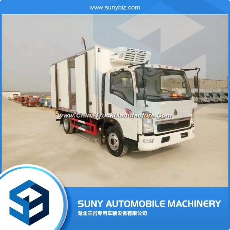 Factory Price Sino HOWO 2-5 Tons 6 Wheeler Refrigerator Freezer Food Box Truck in Philippines Used