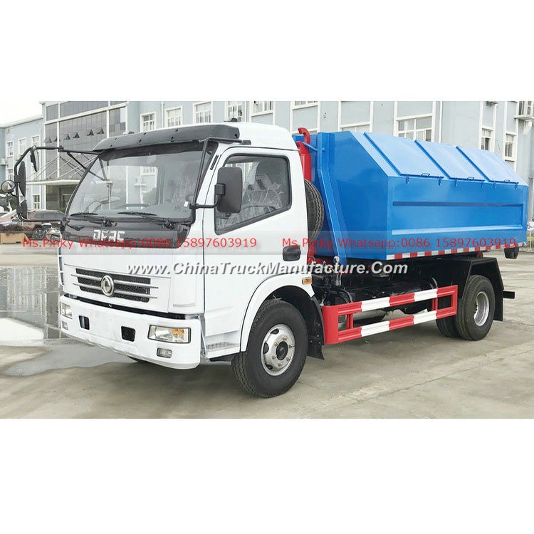 Cheaper Price Dafc Hanging Dustbin Garbage Truck 5tons Skip Hooklift Truck with 6cbm Garbage Bin for