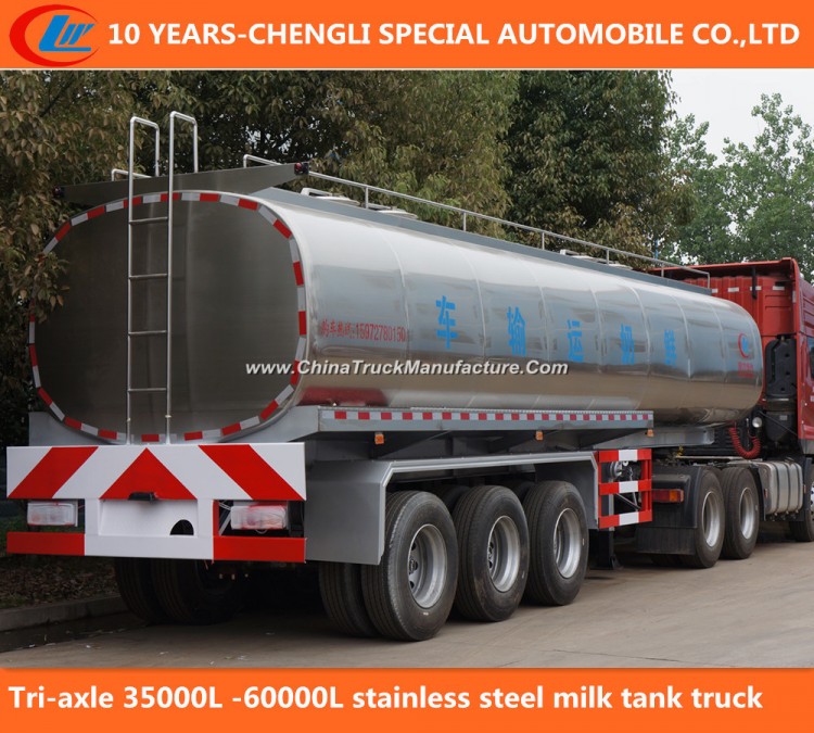 Tri-Axle 30000L Stainless Steel Milk Tank Truck Trailer