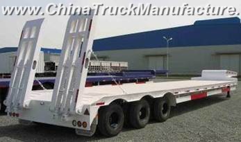 Heavy Duty 2-Axle Lowbed Semi Trailer with Mechanical Ramps