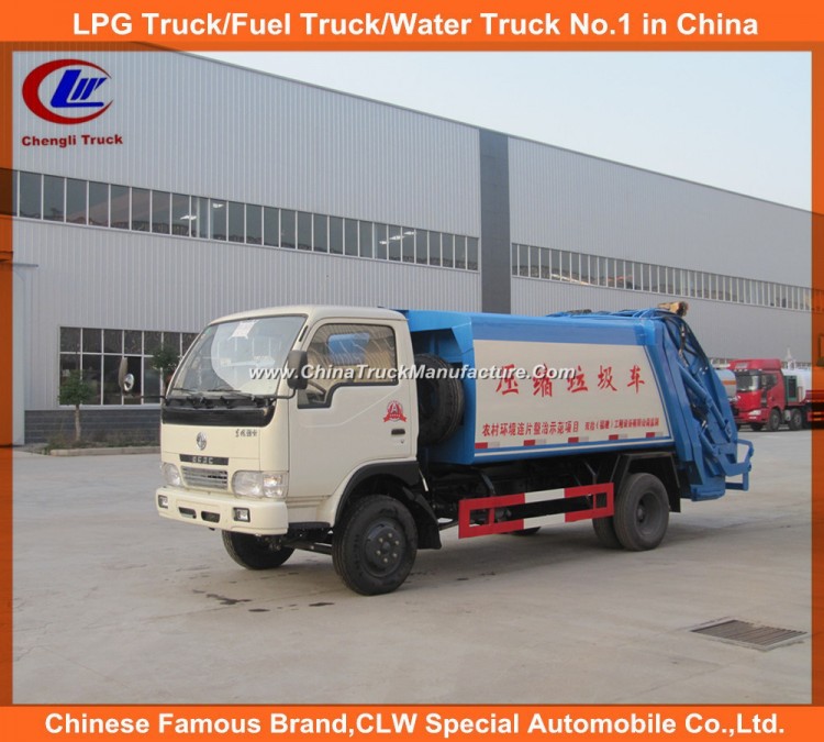 6 Wheeler Dongfeng 5cbm Compressed Garbage Truck, Mini Garbage Compactor Truck