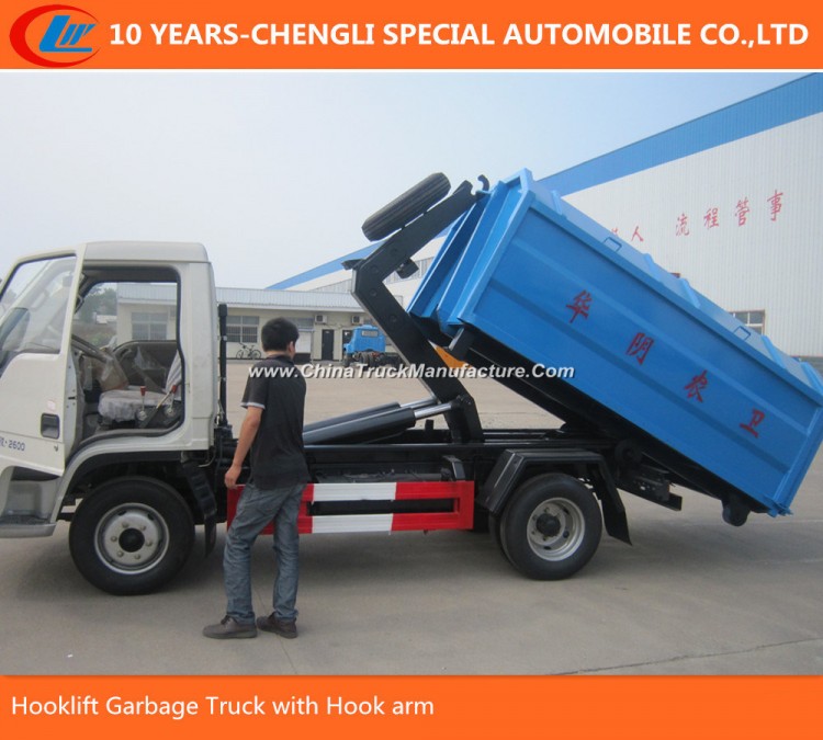 6 Wheels Roll off Hook Lift Garbage Truck with Garbage Container