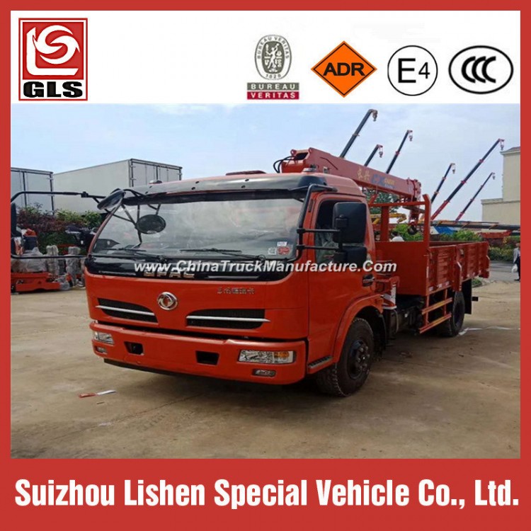 Dongfeng Telescope Crane Truck with 3/4 Ton Straight Arm Crane