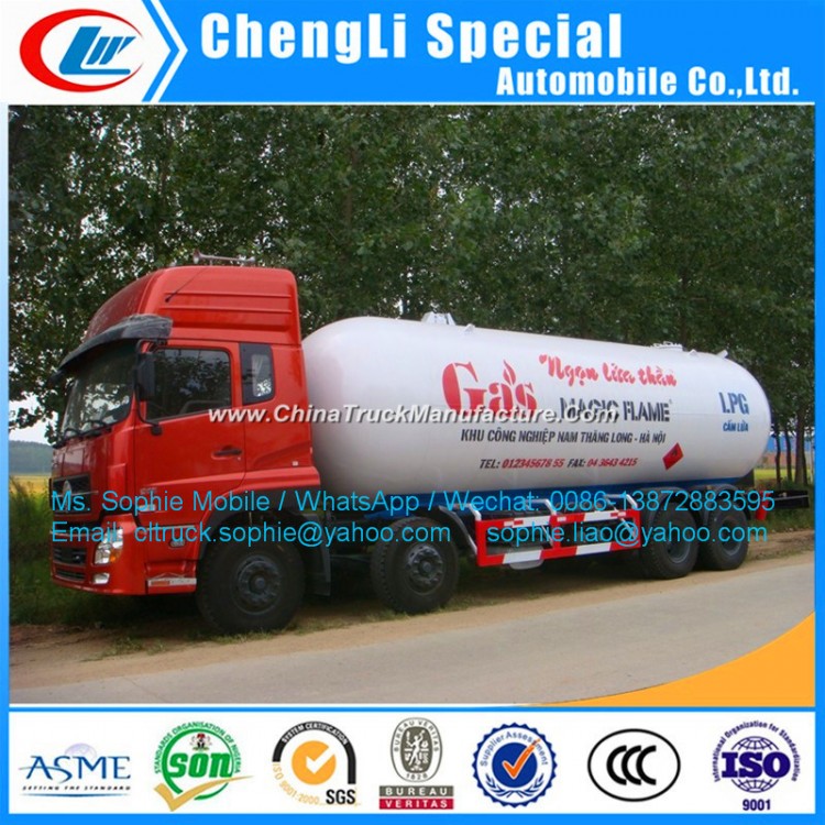 Manufacture Direct Sales Dongfeng 8X4 15mt 34.5cbm 35.5m3 Liquid Gas Transportation Tanker LPG Trans