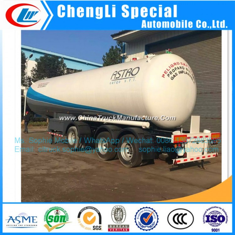 China Hotsales 3axles 56m3 Q370 24mt Bulk LPG Trailer Gas Distribution Trailer 24mt LPG Semitrailer 