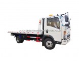 China HOWO 6 Wheels Flat Bed Wrecker Towing Recovery Lift a Car by Remote Control Folding Arm Crane