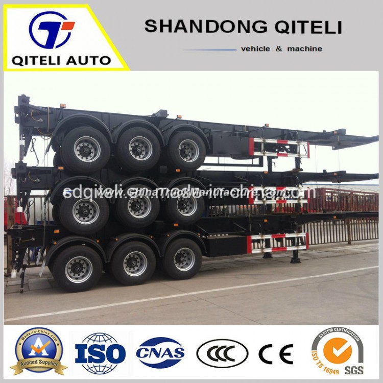 3 Axles 40FT Skeleton/ Flatbed Container Semi Trailer for Sale