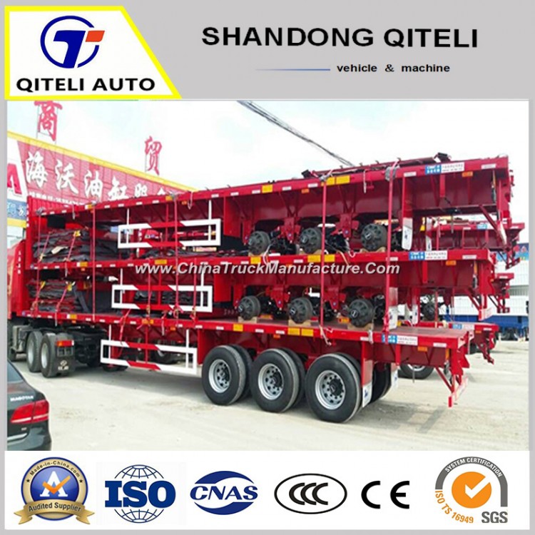 Three Axles High Bed Trailer Flatbed Semi-Trailer 40FT 40 Tons Flat-Bed Semitrailer Flat Bed Truck T
