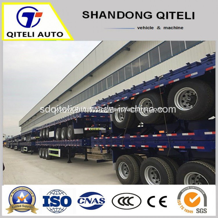 40FT 2 Axle 40t Container Loading Semi Trailer Flatbed Trailer for Sale