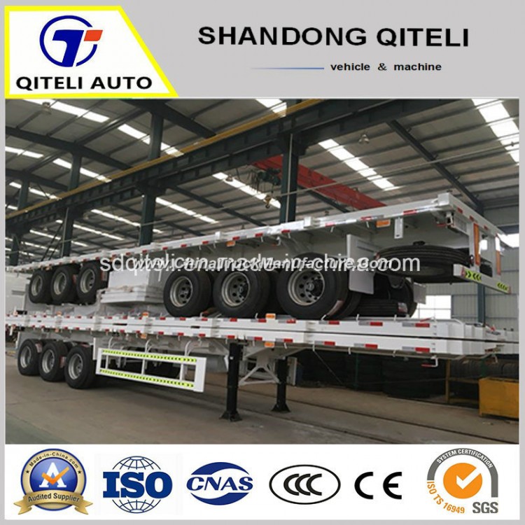Chinese Manufacture 3 Axles Flatbed Container Semi Trailer