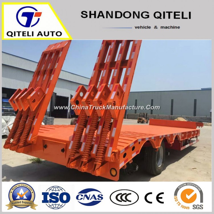 2 Axles Three Axis Lowbed 60tons Hydraulic Low Bed Semi Trailer