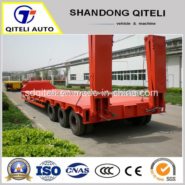Qitili 3 Axle 60 Ton Hydraulic Front Loading Low Boy Detachable Goose Neck Low Loaders Semi Truck Tr