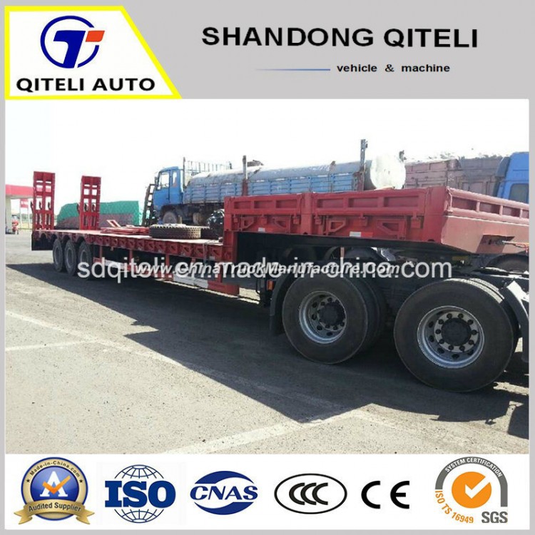 80 Ton 3 Axle Hydraulic Detachable Goose Neck Lowboy Trailer for Front Loading