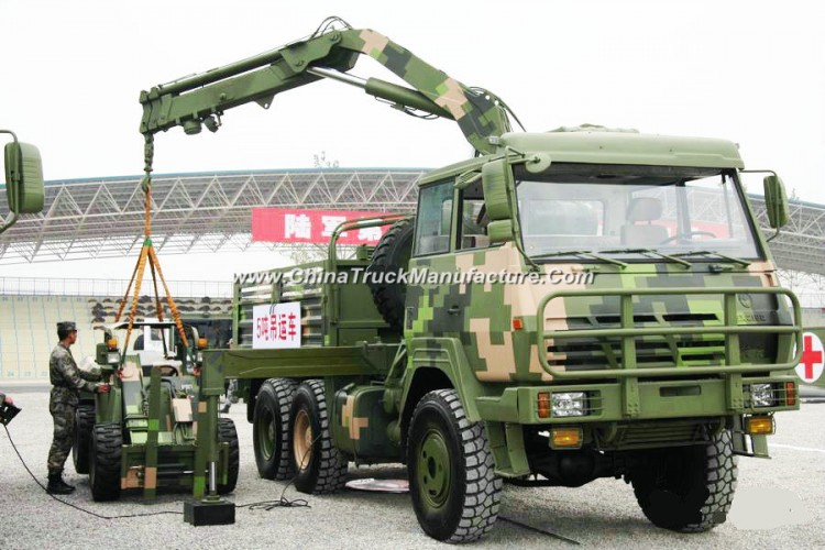 All Wheel Drive 6X6 Military Truck with 5t Crane Knuckle Boom for Sale
